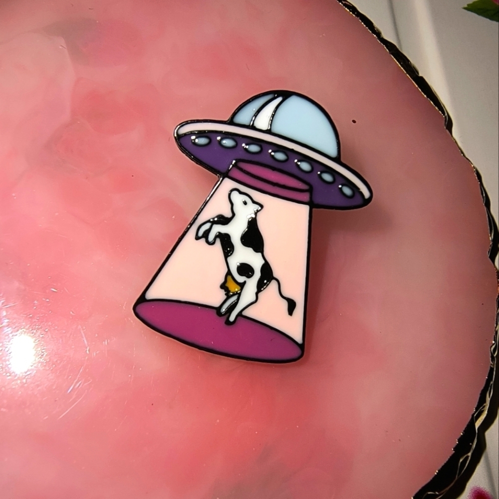UFO Cow Enamel Pin